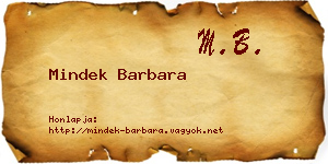 Mindek Barbara névjegykártya